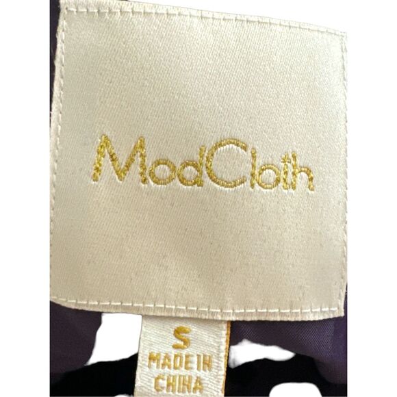 ModCloth Women's Purple Velvet Floral V-neck Fit Flare Midi Dress sz S Whimsigot - Picture 7 of 8